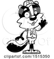 Clipart Of A Black And White Waving Female Skunk Scout Royalty Free Vector Illustration