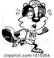 Clipart Of A Black And White Tired Running Male Skunk Scout Royalty Free Vector Illustration