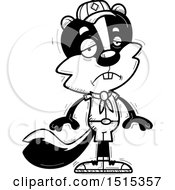 Clipart Of A Black And White Sad Male Skunk Scout Royalty Free Vector Illustration