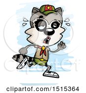 Clipart Of A Tired Running Female Raccoon Scout Royalty Free Vector Illustration by Cory Thoman
