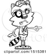 Clipart Of A Black And White Mad Pointing Female Raccoon Scout Royalty Free Vector Illustration