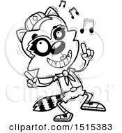 Clipart Of A Black And White Happy Dancing Female Raccoon Scout Royalty Free Vector Illustration