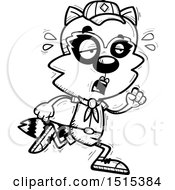 Clipart Of A Black And White Tired Running Female Raccoon Scout Royalty Free Vector Illustration