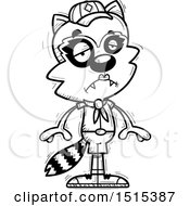 Clipart Of A Black And White Sad Female Raccoon Scout Royalty Free Vector Illustration