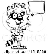 Clipart Of A Black And White Talking Female Raccoon Scout Royalty Free Vector Illustration