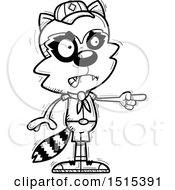 Clipart Of A Black And White Mad Pointing Male Raccoon Scout Royalty Free Vector Illustration