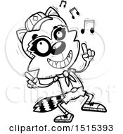 Poster, Art Print Of Black And White Happy Dancing Male Raccoon Scout