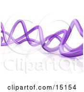 Wavy Purple Transparent Pipes Twisting Over A White Background And Reflective Surface