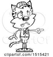 Clipart Of A Black And White Mad Pointing Female Bobcat Scout Royalty Free Vector Illustration