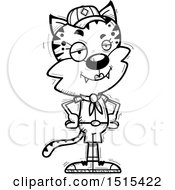 Clipart Of A Black And White Confident Female Bobcat Scout Royalty Free Vector Illustration