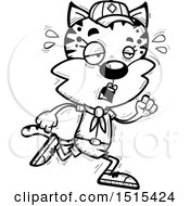 Clipart Of A Black And White Tired Running Female Bobcat Scout Royalty Free Vector Illustration