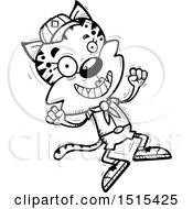 Poster, Art Print Of Black And White Jumping Female Bobcat Scout