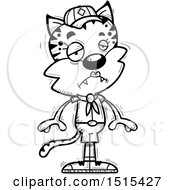 Clipart Of A Black And White Sad Female Bobcat Scout Royalty Free Vector Illustration