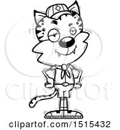 Clipart Of A Black And White Confident Male Bobcat Scout Royalty Free Vector Illustration