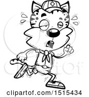 Clipart Of A Black And White Tired Running Male Bobcat Scout Royalty Free Vector Illustration