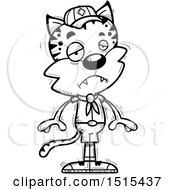 Clipart Of A Black And White Sad Male Bobcat Scout Royalty Free Vector Illustration