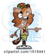Clipart Of A Mad Pointing Female Beaver Scout Royalty Free Vector Illustration