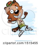 Clipart Of A Jumping Male Beaver Scout Royalty Free Vector Illustration