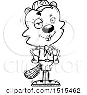 Clipart Of A Black And White Confident Female Beaver Scout Royalty Free Vector Illustration