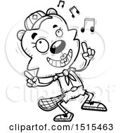 Clipart Of A Black And White Happy Dancing Female Beaver Scout Royalty Free Vector Illustration