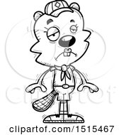 Clipart Of A Black And White Sad Female Beaver Scout Royalty Free Vector Illustration