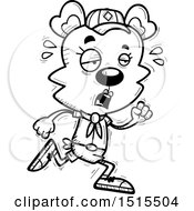 Clipart Of A Black And White Tired Running Female Bear Scout Royalty Free Vector Illustration