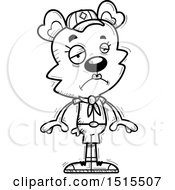 Clipart Of A Black And White Sad Female Bear Scout Royalty Free Vector Illustration