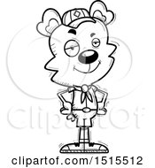 Clipart Of A Black And White Confident Male Bear Scout Royalty Free Vector Illustration