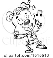 Clipart Of A Black And White Happy Dancing Male Bear Scout Royalty Free Vector Illustration