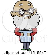 Poster, Art Print Of Cartoon Curious Man With Beard And Glasses