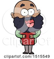 Poster, Art Print Of Cartoon Crazy Happy Man With Beard And Book