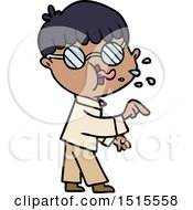 Cartoon Boy Wearing Spectacles And Making Point