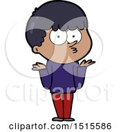 Cartoon Curious Boy Shrugging Shoulders