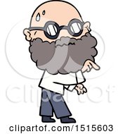Cartoon Worried Man With Beard And Spectacles Pointing Finger by lineartestpilot