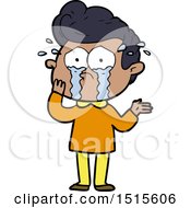 Cartoon Worried Crying Man