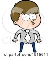Poster, Art Print Of Cartoon Nervous Boy In Shirt And Tie