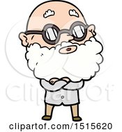 Cartoon Curious Man With Beard And Glasses