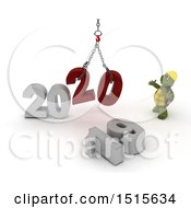 Clipart Of A 3d New Year 2020 With A Tortoise Using A Hoist Royalty Free Illustration
