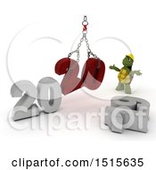 Poster, Art Print Of 3d New Year 2020 With A Tortoise Using A Hoist