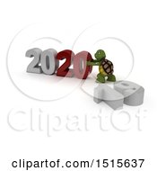Clipart Of A 3d New Year 2020 With A Tortoise Royalty Free Illustration by KJ Pargeter