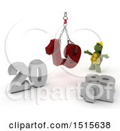 Poster, Art Print Of 3d New Year 2019 With A Tortoise Using A Hoist