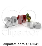 Clipart Of A 3d New Year 2019 With A Tortoise Royalty Free Illustration