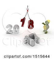 Clipart Of A 3d New Year 2018 With A Tortoise Using A Hoist Royalty Free Illustration