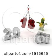 Poster, Art Print Of 3d New Year 2018 With A Tortoise Using A Hoist