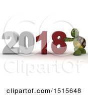 Clipart Of A 3d New Year 2018 With A Tortoise Royalty Free Illustration