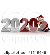 Clipart Of A 3d New Year 2020 With Santa Claus Royalty Free Illustration
