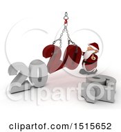 Poster, Art Print Of 3d New Year 2020 With Santa Claus Using A Hoist