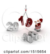 Poster, Art Print Of 3d New Year 2019 With Santa Claus Using A Hoist