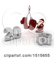 Poster, Art Print Of 3d New Year 2019 With Santa Claus Using A Hoist