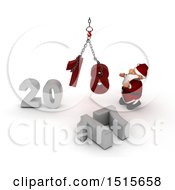 Poster, Art Print Of 3d New Year 2018 With Santa Claus Using A Hoist